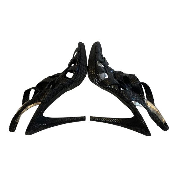 White House Black Market WHBM Zoe Black Strappy Heel 8 - Picture 4 of 8